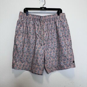Rails Men's Kian Posy Peach Swim Trunks Shorts Resort Coastal Size XL Gray Cream